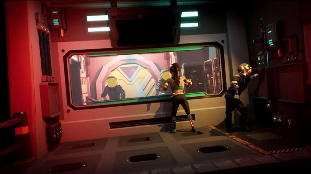 Image from Wayfinders: Escape from Aurora of astronaut trapped in airlock